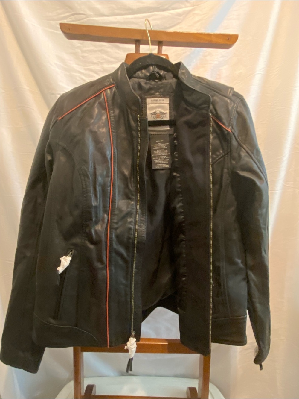 Harley-Davidson Black Leather Jacket with Red Trim